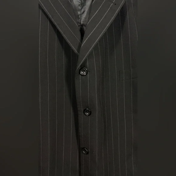 Mauro Size 56R Charcoal Pinstripe Suit Jacket - Picture 3 of 13